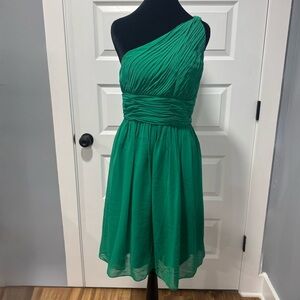 Donna Morgan Vibrant Green One-Shoulder Dress